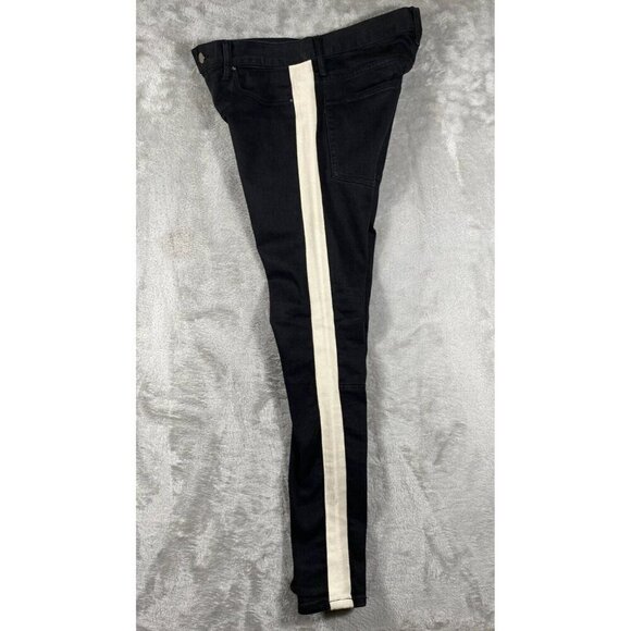 mnml Black Skinny Jeans with White Side Stripe & Ankle Zippers | Button-Fly | 31 - Picture 2 of 16